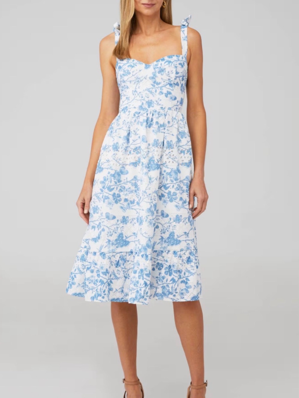 Sophia Rose Floral Eyelet Midi Dress